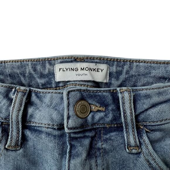 Flying Monkey Youth High Rise Cargo Jeans Size 12 Adjustable Waist Utility Denim - Picture 3 of 10